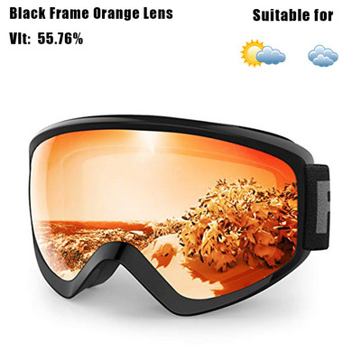findway Vaikiški slidinėjimo akiniai OTG Design Anti-Fog UV400 Protection žieminiai snieglenčių akiniai 8-14 metų berniukams mergaitėms vaikams jaunimui