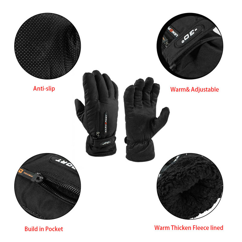 Žiemos terminis šiltas dviračių sportinis pirštinės su jutikliniu ekranu Sportinės pirštinės unisex dviračių slidės Lauko stovyklavimas žygiams motociklams pirštinės