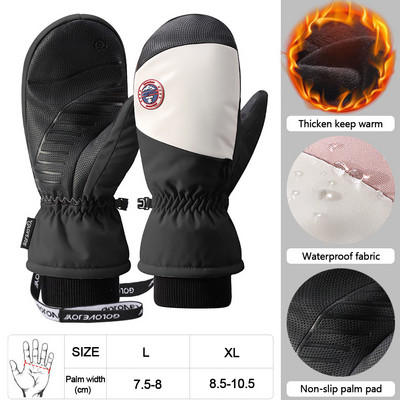 LOOGDEEL žieminės šiltos slidinėjimo pirštinės lauko sportui snieglenčių sportui snieglentei šiluminės vilnos pirštinės vyrams, moterims liečiamos, vandeniui atsparios, atsparios vėjui