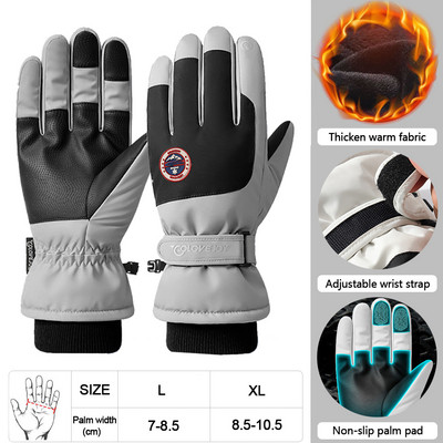 LOOGDEEL žieminės šiltos slidinėjimo pirštinės lauko sportui snieglenčių sportui snieglentei šiluminės vilnos pirštinės vyrams, moterims liečiamos, vandeniui atsparios, atsparios vėjui