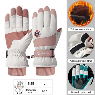 LOOGDEEL žieminės šiltos slidinėjimo pirštinės lauko sportui snieglenčių sportui snieglentei šiluminės vilnos pirštinės vyrams, moterims liečiamos, vandeniui atsparios, atsparios vėjui