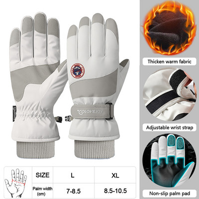 LOOGDEEL žieminės šiltos slidinėjimo pirštinės lauko sportui snieglenčių sportui snieglentei šiluminės vilnos pirštinės vyrams, moterims liečiamos, vandeniui atsparios, atsparios vėjui