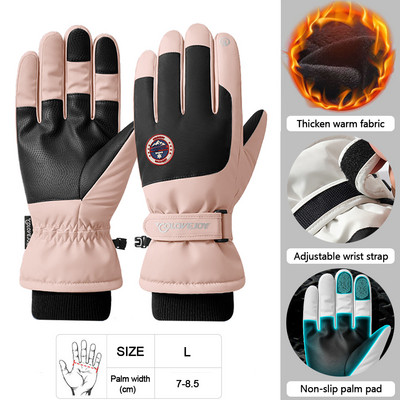LOOGDEEL žieminės šiltos slidinėjimo pirštinės lauko sportui snieglenčių sportui snieglentei šiluminės vilnos pirštinės vyrams, moterims liečiamos, vandeniui atsparios, atsparios vėjui