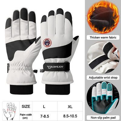 LOOGDEEL žieminės šiltos slidinėjimo pirštinės lauko sportui snieglenčių sportui snieglentei šiluminės vilnos pirštinės vyrams, moterims liečiamos, vandeniui atsparios, atsparios vėjui