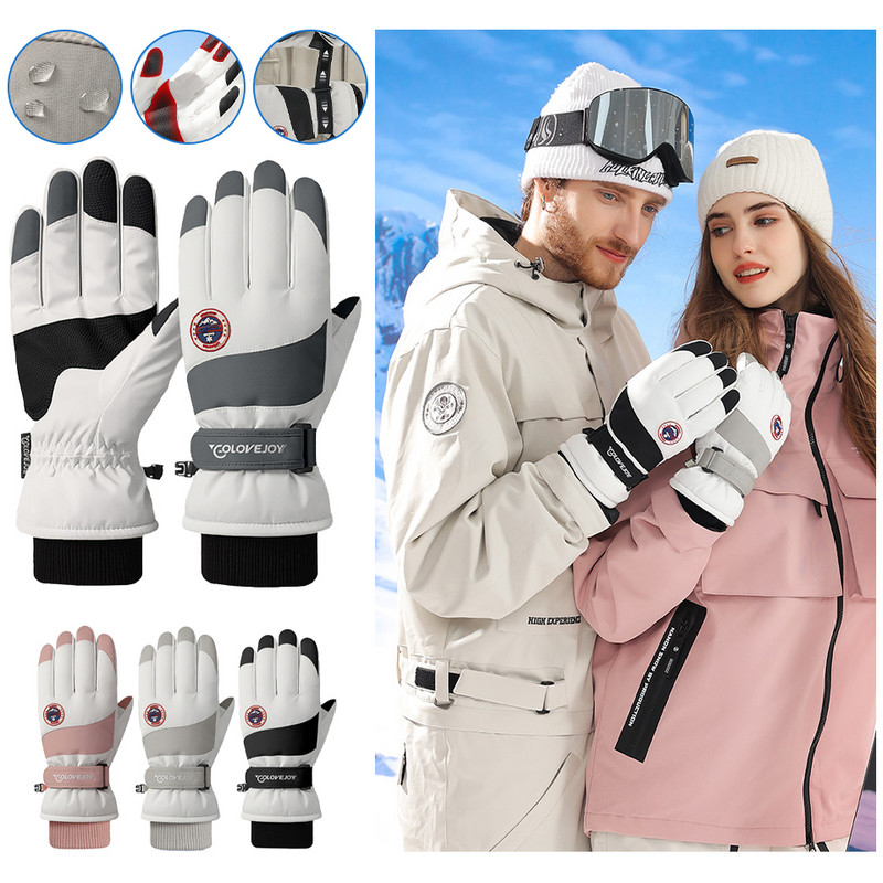 LOOGDEEL žieminės šiltos slidinėjimo pirštinės lauko sportui snieglenčių sportui snieglentei šiluminės vilnos pirštinės vyrams, moterims liečiamos, vandeniui atsparios, atsparios vėjui