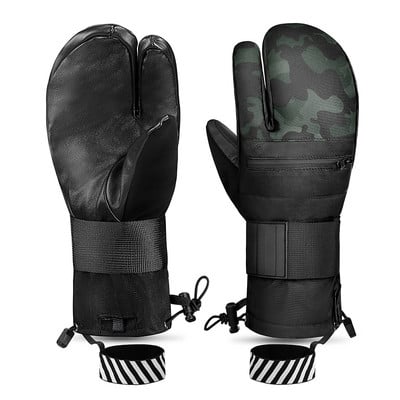 Slidinėjimo pirštinės Vyrai Moterys Slidinėjimas Snieglentė Sniego motociklas Pirštinės Žiema Šilta Sniego Sporto Pirštinės Oda Neperšlampamas Vėjas