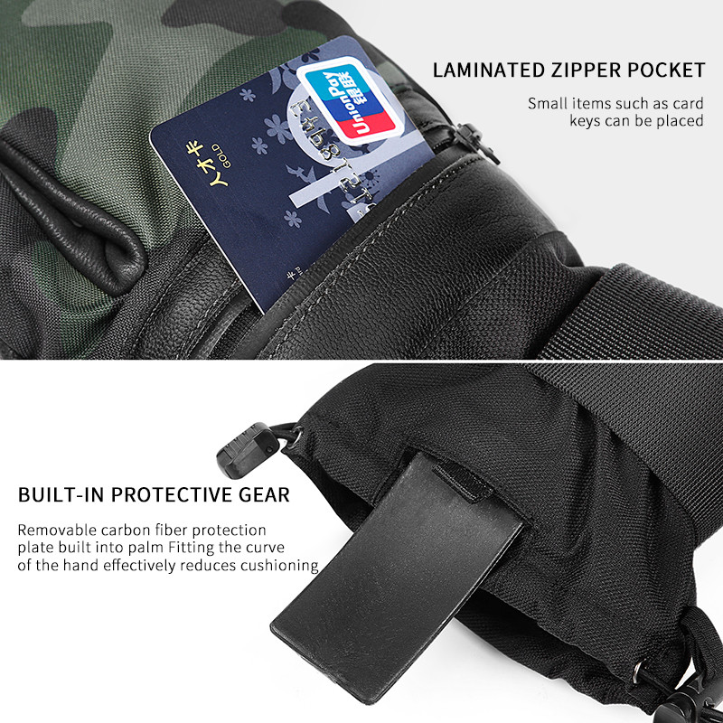 Slidinėjimo pirštinės Vyrai Moterys Slidinėjimas Snieglentė Sniego motociklas Pirštinės Žiema Šilta Sniego Sporto Pirštinės Oda Neperšlampamas Vėjas