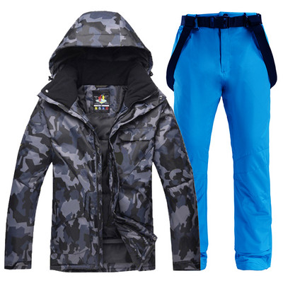 Naujas žieminis vyriškas kamufliažinis slidinėjimo kostiumas, šiltas, atsparus vėjui, vandeniui atsparus slidinėjimo kostiumas, vyriškas lauko sportinis snieglenčių rinkinys slidinėjimo striukė + kelnės