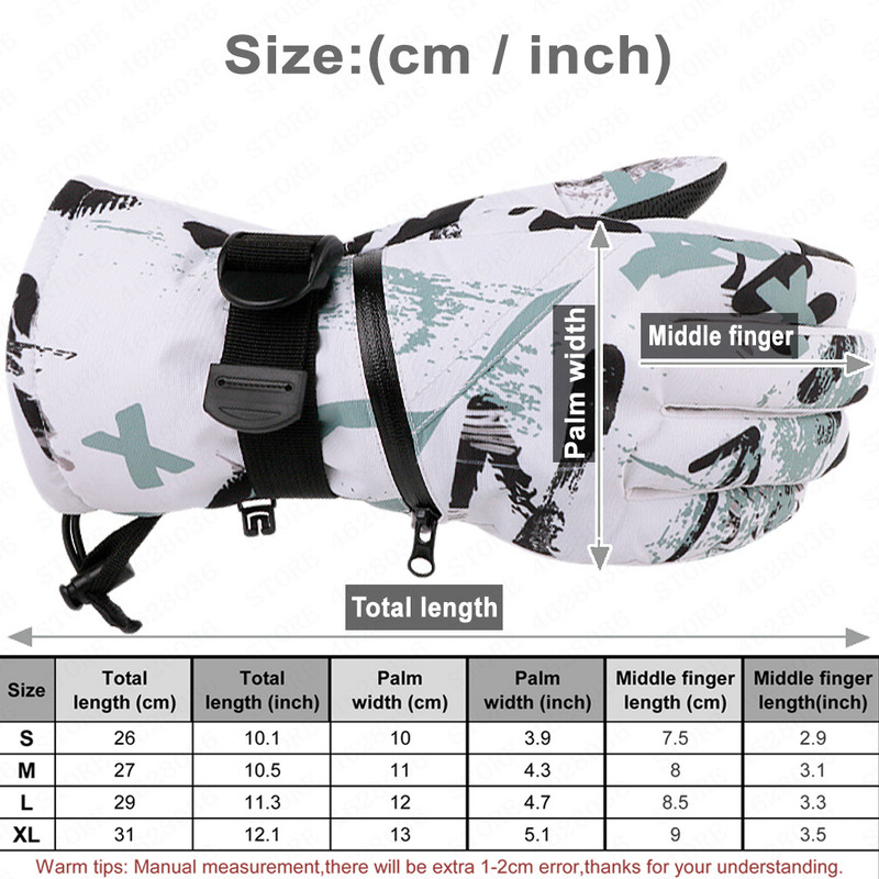 Vyrai Moterys Vaikai Žiema Sniegui Neperšlampamos Slidinėjimo Pirštinės Jutiklinis Ekranas Storas Itin lengvos snieglenčių pirštinės Rogučių motociklininkų pirštinės