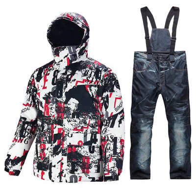 Slidinėjimo kostiumas vyriškas žieminis, šiltas, atsparus vėjui, vandeniui atsparus lauko sniego striukė ir kelnės, karšta slidinėjimo įranga, snieglenčių apranga, vyriški prekės ženklo kombinezonai