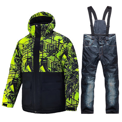 Slidinėjimo kostiumas vyriškas žieminis, šiltas, atsparus vėjui, vandeniui atsparus lauko sniego striukė ir kelnės, karšta slidinėjimo įranga, snieglenčių apranga, vyriški prekės ženklo kombinezonai