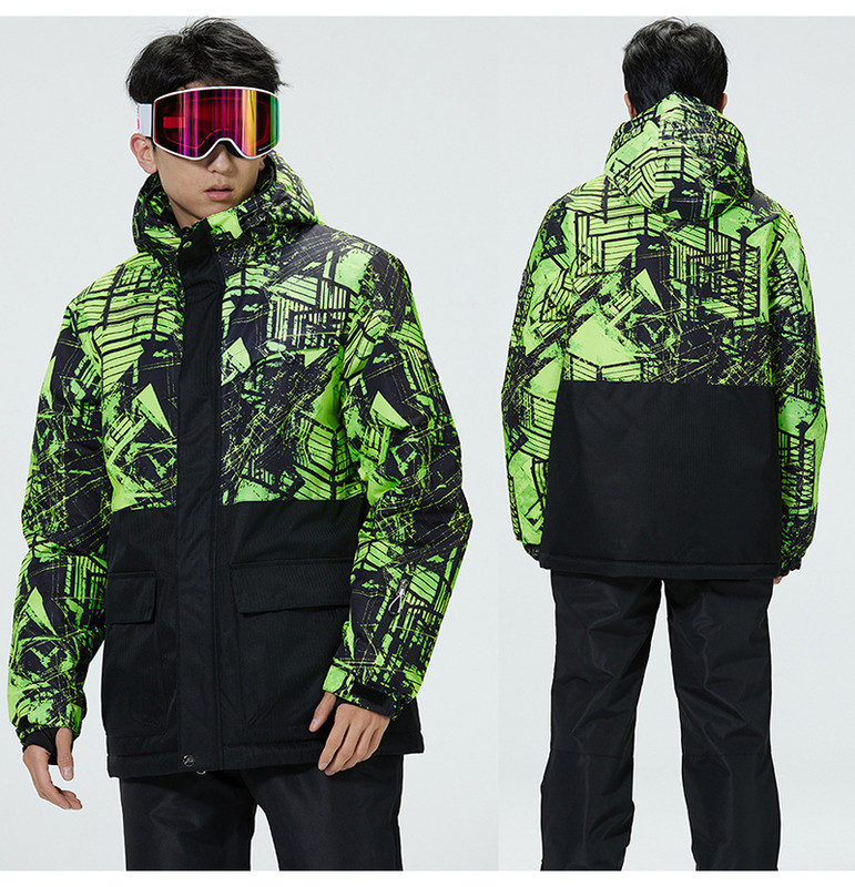 Slidinėjimo kostiumas vyriškas žieminis, šiltas, atsparus vėjui, vandeniui atsparus lauko sniego striukė ir kelnės, karšta slidinėjimo įranga, snieglenčių apranga, vyriški prekės ženklo kombinezonai