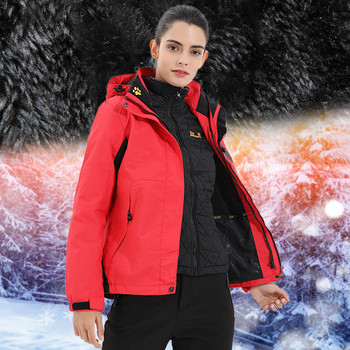Ски костюм за жени на открито Водоустойчив термален 2 в 1 снежен костюм Комплект якета за ски и сноуборд Плюс размер Дамски зимен костюм