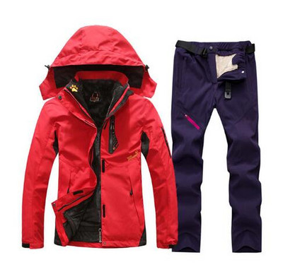 Costum de schi pentru femei, în aer liber, impermeabil, termic, 2 în 1, costum de zăpadă, set de jachete pentru schi și snowboarding.