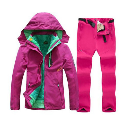 Costum de schi pentru femei, în aer liber, impermeabil, termic, 2 în 1, costum de zăpadă, set de jachete pentru schi și snowboarding.