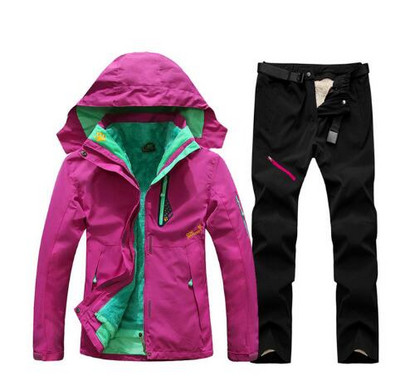 Costum de schi pentru femei, în aer liber, impermeabil, termic, 2 în 1, costum de zăpadă, set de jachete pentru schi și snowboarding.