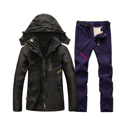 Costum de schi pentru femei, în aer liber, impermeabil, termic, 2 în 1, costum de zăpadă, set de jachete pentru schi și snowboarding.