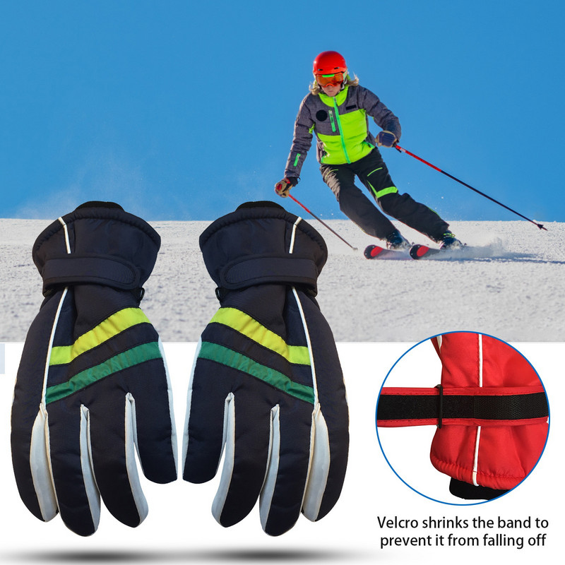 Vaikams Berniukams Merginoms Žiemai Šiltos Vėjo nepraleidžiančios sportinės Slidinėjimo Pirštinės Vaikams Orui pralaidžios reguliuojamos pirštinės