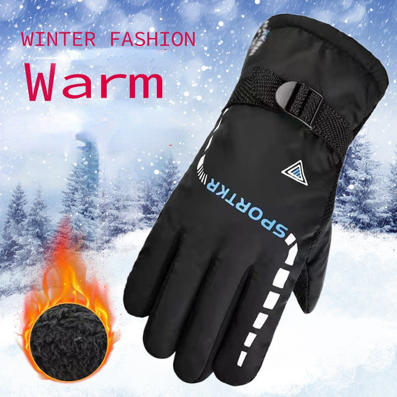 Žiemos šiltos dviratininkų pirštinės Vyrams Moterims Full Finger Plus Velvet Glove Lauko Sportas Dviratis Dviratis Motociklas Važiavimas Slidinėjimu Sniego pirštinės