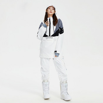Γυναικείο κοστούμι σκι Αθλητικό μπουφάν για snowboard Ανδρικές φόρμες Παντελόνι για χιόνι Splicing Σετ σκι Αδιάβροχη αντιανεμική παχύρρευστη κουκούλα