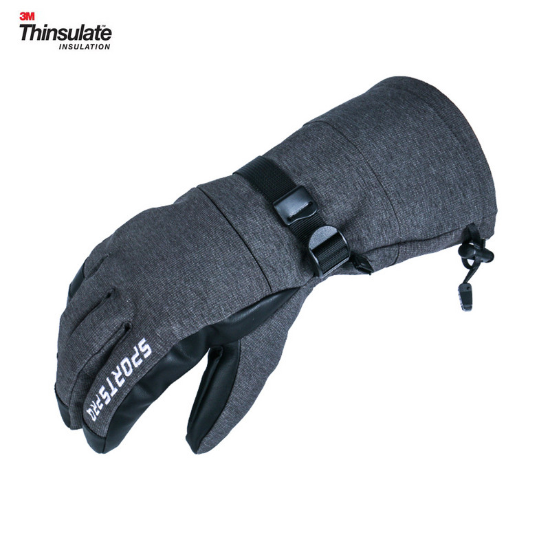 Naujos 3M Thinsulate žiemos slidinėjimo sniego pirštinės vyriškos, moteriškos liečiamuoju ekranu juodos pilkos lauko šiltos vandeniui atsparios snieglenčių pirštinės