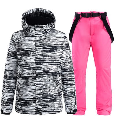 Visiškai nauji snieglenčių kostiumai Moteriška slidinėjimo striukė ir kelnės Žiemos šilta striukė ir kelnės Moteriškas sniego paltas ir kelnės slidinėjimo kostiumai