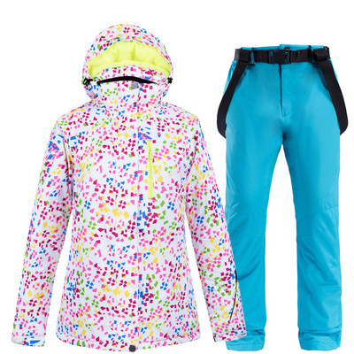 Moteriški slidinėjimo kostiumai žiemos slidinėjimo kostiumų rinkiniai mergaitėms Moteriški drabužiai snieglenčių sportui Neperšlampami vėjui atsparūs sniegui Šilti striukės Seilinukai Kelnės