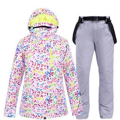 Moteriški slidinėjimo kostiumai žiemos slidinėjimo kostiumų rinkiniai mergaitėms Moteriški drabužiai snieglenčių sportui Neperšlampami vėjui atsparūs sniegui Šilti striukės Seilinukai Kelnės