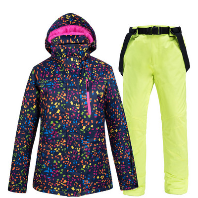 Moteriški slidinėjimo kostiumai žiemos slidinėjimo kostiumų rinkiniai mergaitėms Moteriški drabužiai snieglenčių sportui Neperšlampami vėjui atsparūs sniegui Šilti striukės Seilinukai Kelnės