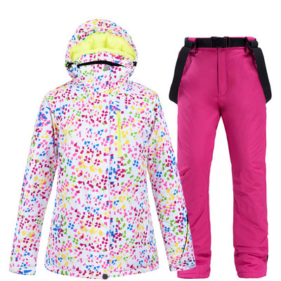 Moteriški slidinėjimo kostiumai žiemos slidinėjimo kostiumų rinkiniai mergaitėms Moteriški drabužiai snieglenčių sportui Neperšlampami vėjui atsparūs sniegui Šilti striukės Seilinukai Kelnės