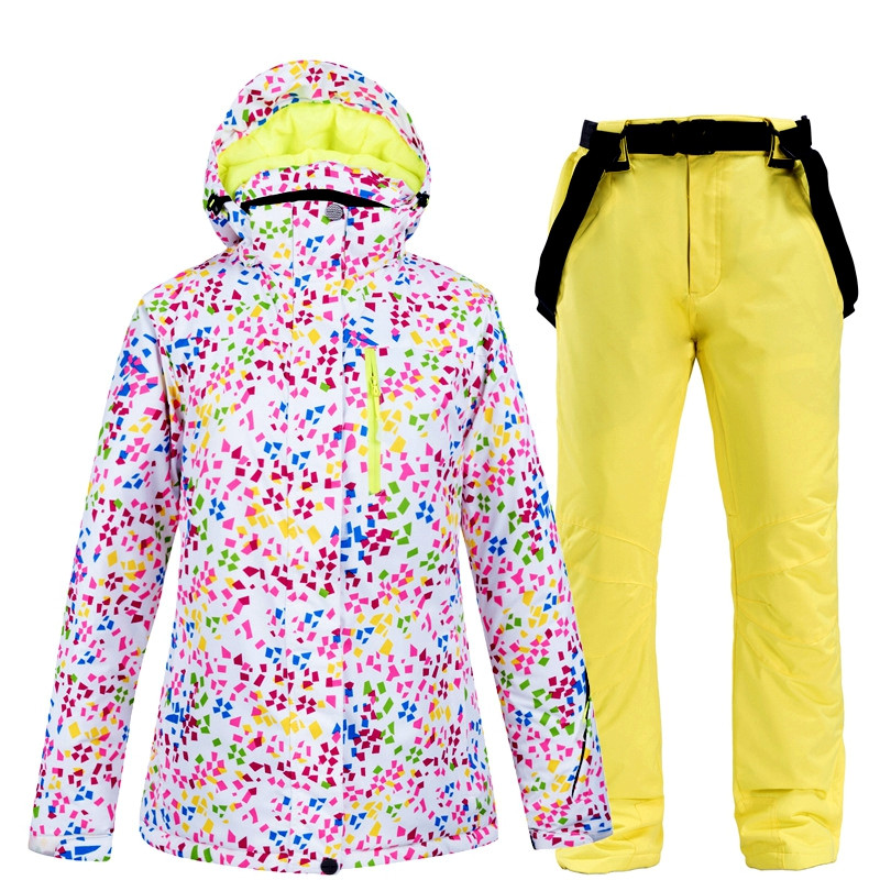 Moteriški slidinėjimo kostiumai žiemos slidinėjimo kostiumų rinkiniai mergaitėms Moteriški drabužiai snieglenčių sportui Neperšlampami vėjui atsparūs sniegui Šilti striukės Seilinukai Kelnės