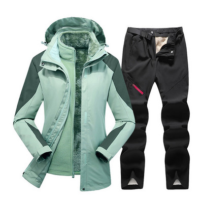 Naujas slidinėjimo rinkinys moterims, vandeniui atsparus vėjui, slidinėjimo snieglenčių striukė ir kelnės Moteriškas žieminis kostiumas lauke, šilti sniego kostiumai