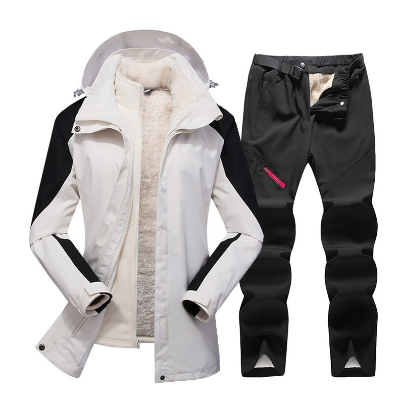 Naujas slidinėjimo rinkinys moterims, vandeniui atsparus vėjui, slidinėjimo snieglenčių striukė ir kelnės Moteriškas žieminis kostiumas lauke, šilti sniego kostiumai