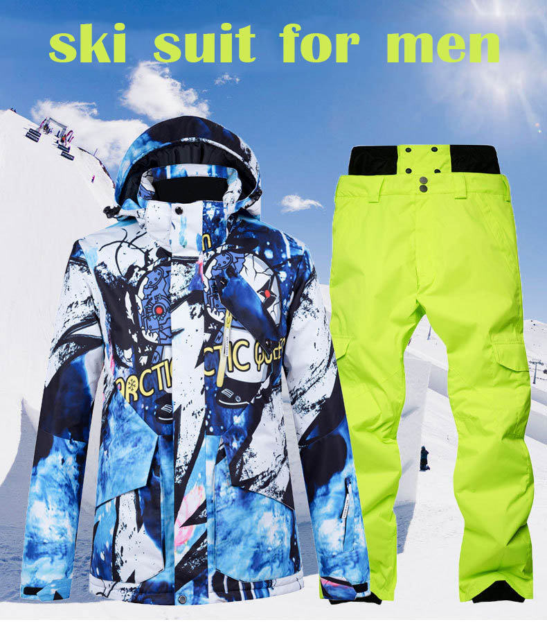 Зимен мъжки ски костюм Ски яке и комплект панталони за
