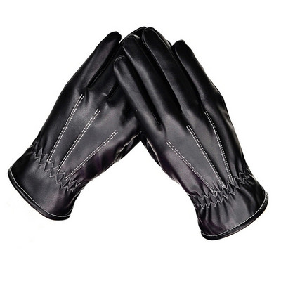 Vyriškos pirštinės Juodos žieminės kumštinės pirštinės Šildo Jutiklinis ekranas Atsparus vėjui Vairavimas Vyriškas Rudens žiemos PU odinės pirštinės Verslas