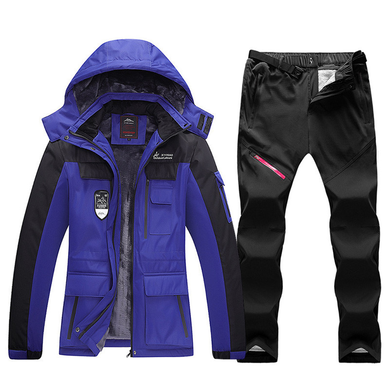 Slidinėjimo kostiumas moterims žieminės vilnos slidinėjimo striukės ir kelnės Šiltos, vandeniui atsparios snieglenčių striukės, moteriškos lauko žygių sniego kostiumai