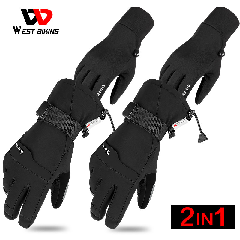 WEST BIKING Super šiltos slidinėjimo pirštinės -30 ℉ Neperšlampamos žieminės pirštinės, 2 poros snieglenčių motociklų dviračių sportinės pirštinės vyrams, moterims