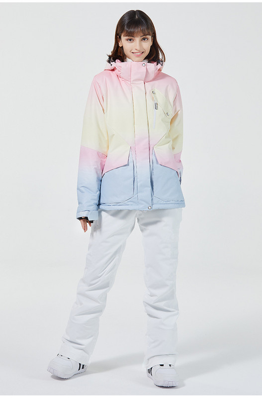 Moteriškas slidinėjimo kostiumas, snieglenčių striukė ir kalnų slidinėjimo kelnės, nepralaidžios vandeniui, kvėpuojančios lauko žiemos šilto palto sniego rinkinys