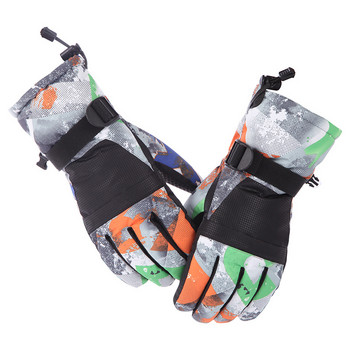 Зимни сноуборд топли ски ръкавици PU кожени нехлъзгащ се сензорен екран Водоустойчив мотоциклет Колоездене руно Термални снежни ръкавици Unise