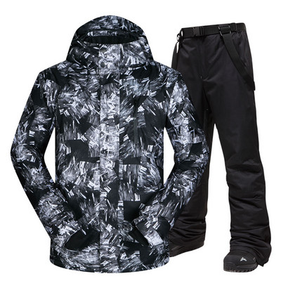 -30 temperatūrinių slidinėjimo kostiumų vyriškų prekių ženklų žiemos lauko vėjui ir vandeniui atspari terminė sniego striukė ir kelnės vyrų slidinėjimo snieglenčių striukė