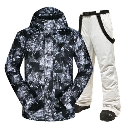 -30 temperatūrinių slidinėjimo kostiumų vyriškų prekių ženklų žiemos lauko vėjui ir vandeniui atspari terminė sniego striukė ir kelnės vyrų slidinėjimo snieglenčių striukė