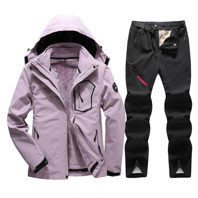 Zimska debela topla ženska skijaška odijela Vodootporna na vjetar Skijaška jakna Snowboarding Komplet hlača Ženska odijela za snijeg