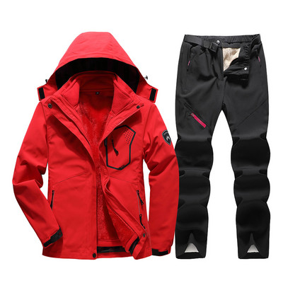 Zimska debela topla ženska skijaška odijela Vodootporna na vjetar Skijaška jakna Snowboarding Komplet hlača Ženska odijela za snijeg