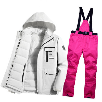 Šiltas moterų slidinėjimo kostiumas žieminė slidinėjimo striukė ir kelnės vandeniui nepralaidūs kvėpuojantys slidinėjimo ir snieglenčių kostiumai lauko sniego kostiumai