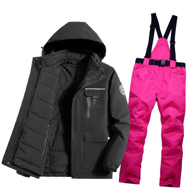 Šiltas moterų slidinėjimo kostiumas žieminė slidinėjimo striukė ir kelnės vandeniui nepralaidūs kvėpuojantys slidinėjimo ir snieglenčių kostiumai lauko sniego kostiumai