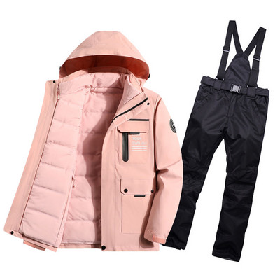Šiltas moterų slidinėjimo kostiumas žieminė slidinėjimo striukė ir kelnės vandeniui nepralaidūs kvėpuojantys slidinėjimo ir snieglenčių kostiumai lauko sniego kostiumai