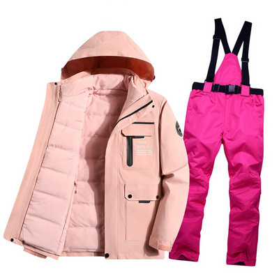 Šiltas moterų slidinėjimo kostiumas žieminė slidinėjimo striukė ir kelnės vandeniui nepralaidūs kvėpuojantys slidinėjimo ir snieglenčių kostiumai lauko sniego kostiumai