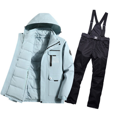 Šiltas moterų slidinėjimo kostiumas žieminė slidinėjimo striukė ir kelnės vandeniui nepralaidūs kvėpuojantys slidinėjimo ir snieglenčių kostiumai lauko sniego kostiumai