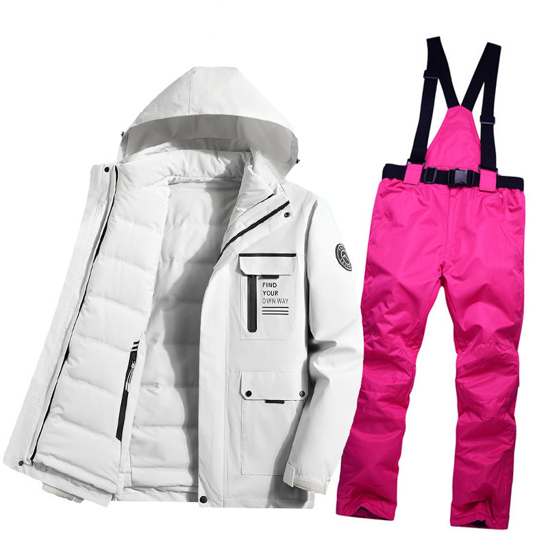 Šiltas moterų slidinėjimo kostiumas žieminė slidinėjimo striukė ir kelnės vandeniui nepralaidūs kvėpuojantys slidinėjimo ir snieglenčių kostiumai lauko sniego kostiumai