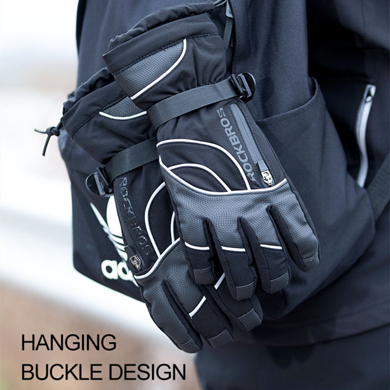 ROCKBROS žieminės pirštinės motociklams slidinėjimo pirštinės vėjui atsparios šiltos vilnos šiluminės pirštinės snieglenčių sniego motociklams sniego dviračių pirštinės